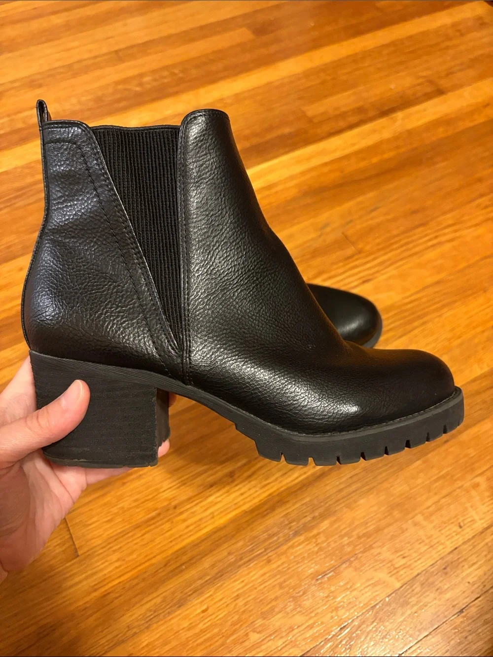 MIA Black Leather Chelsea Ankle Boots